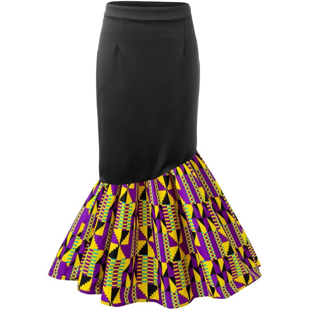 3810 African Print Skirt Kente Pencil SkirtsSmall,E